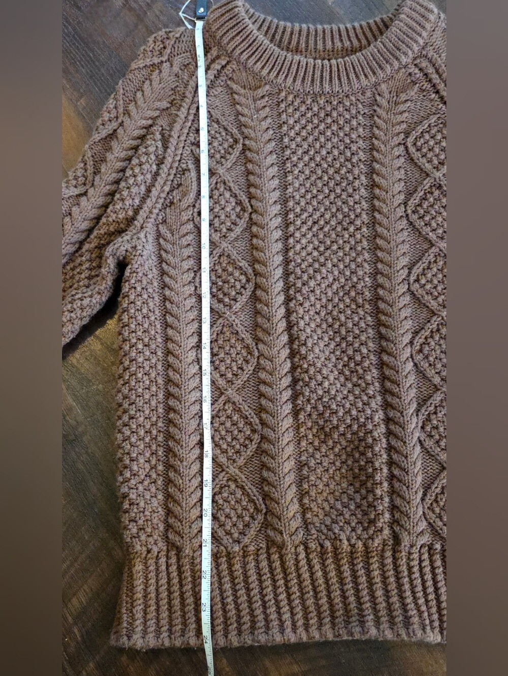 L.L. Bean Brown Mens Signature 100% Cotton Fisherman Sweater Size Medium - Picture 6 of 7